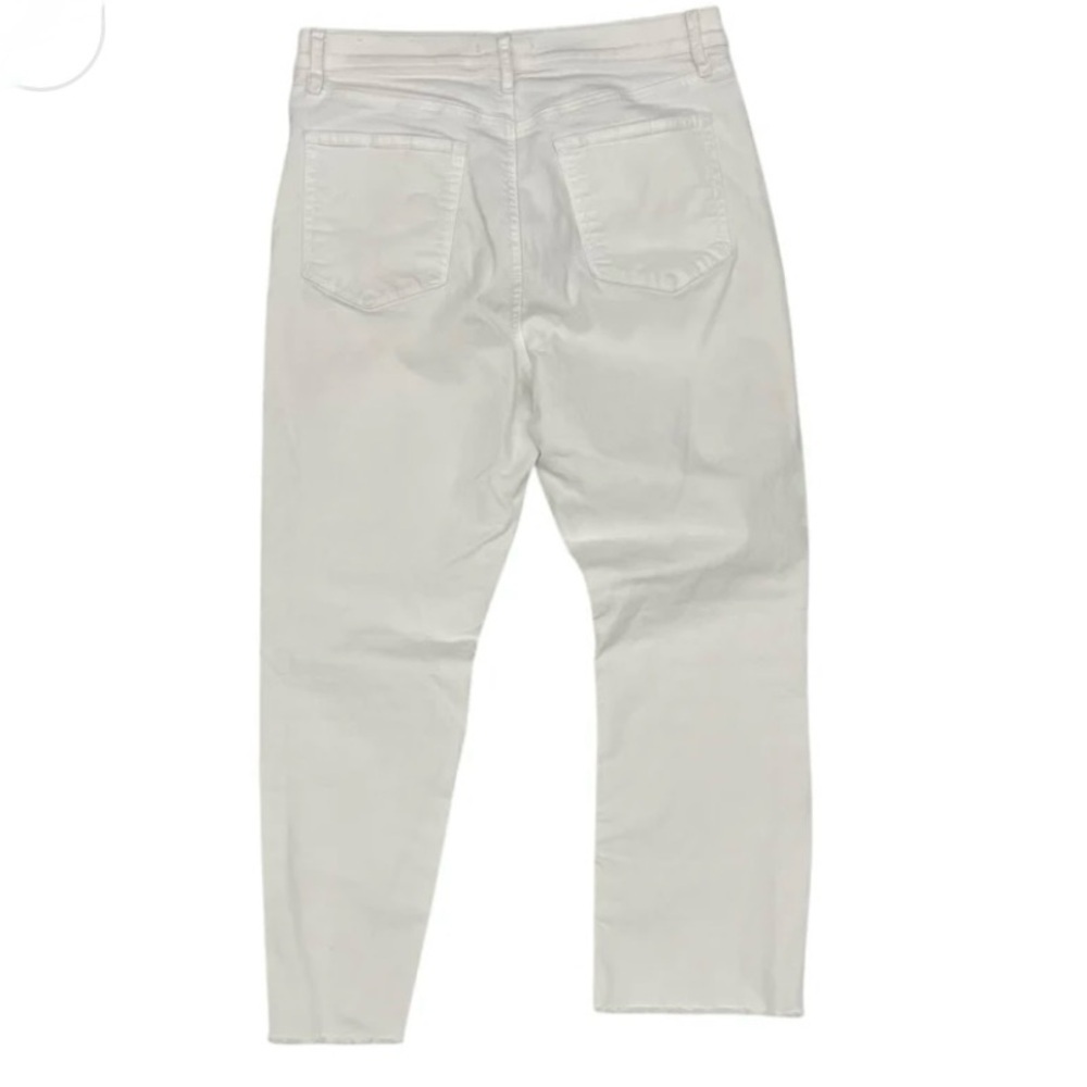 LOFT Size 28/6 Alabaster (White) Straight Cropped 5 Pocket Frayed Hem Jeans - Picture 4 of 9